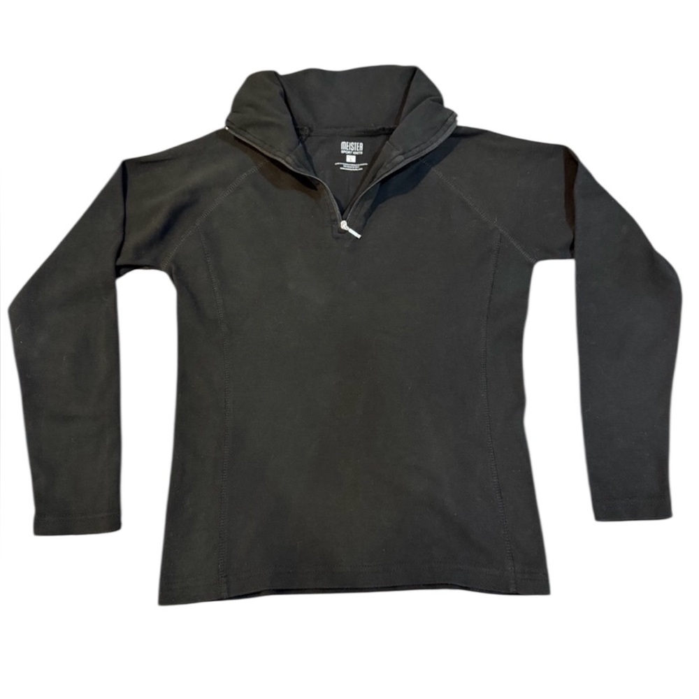 Meister Sport Knits Black Quarter Zip Pullover Women’s‎ Large Athletic Top